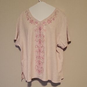 Alfred Dunner Pink Embellished Relaxed Blouse